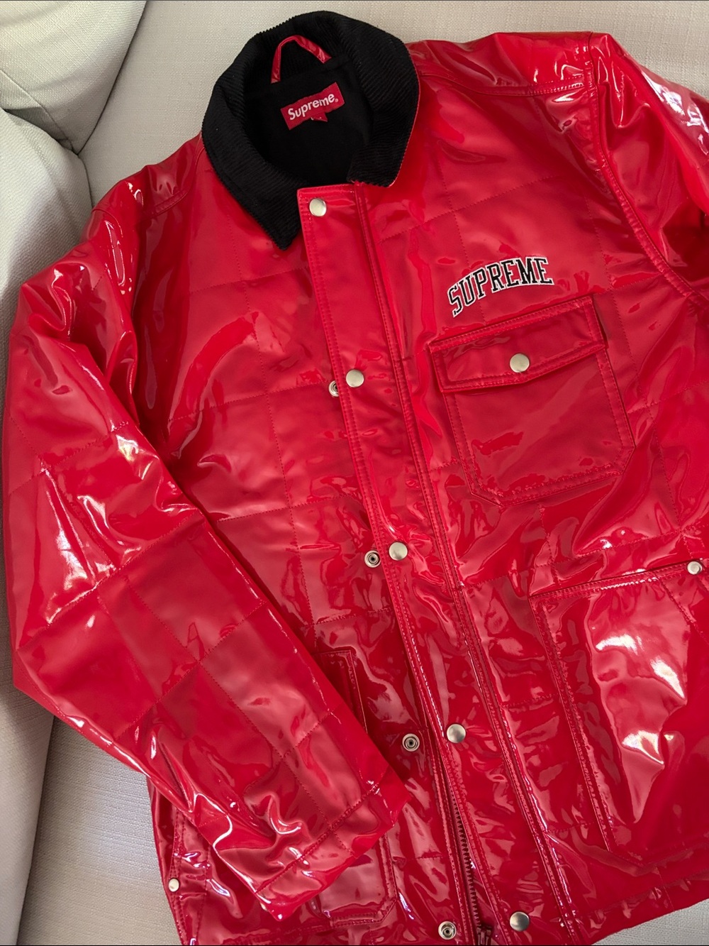 Supreme patent quilted utility jacket. - Picture 2 of 7